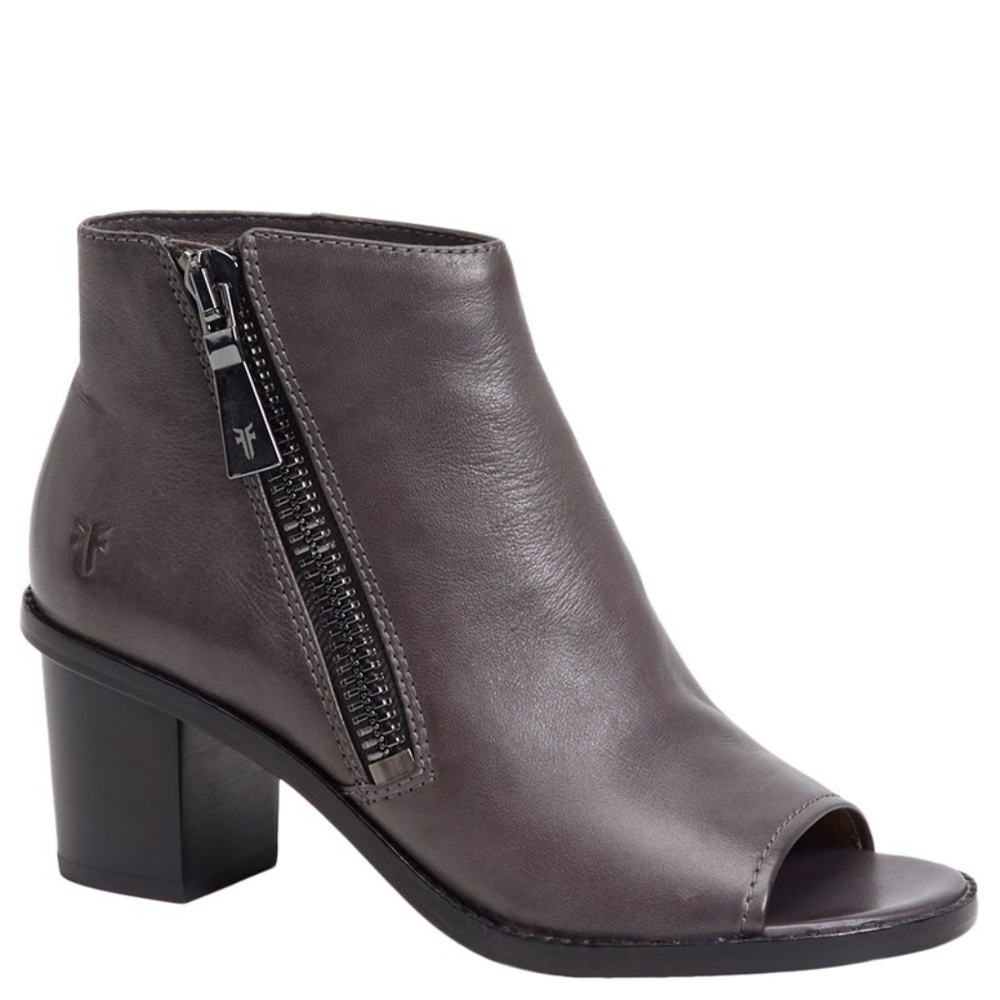 Frye Brielle Leather Peep Toe Booties - Picture 2 of 7